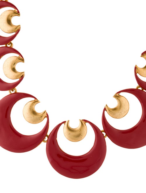 Oscar de la Renta Enamel Moon Collar Necklace