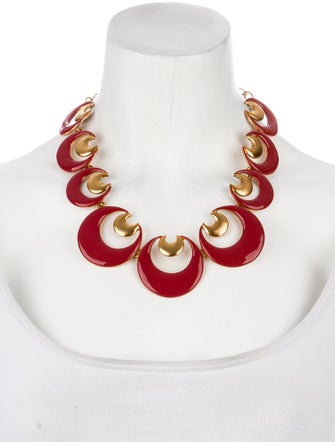 Oscar de la Renta Enamel Moon Collar Necklace