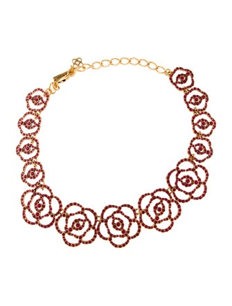 Oscar de la Renta Crystal Floral Collar Necklace