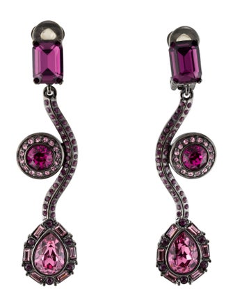 Oscar de la Renta Crystal Clip-On Drop Earrings