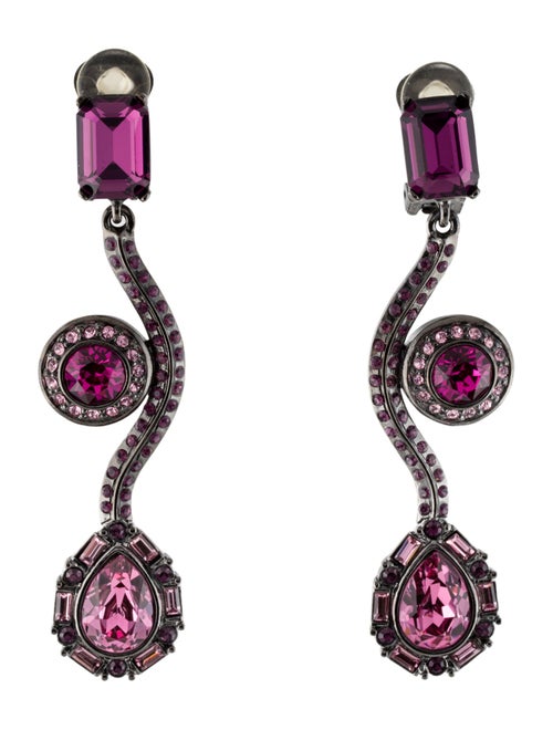 Oscar de la Renta Crystal Clip-On Drop Earrings