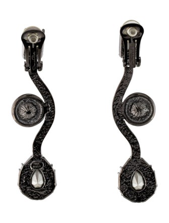 Oscar de la Renta Crystal Clip-On Drop Earrings