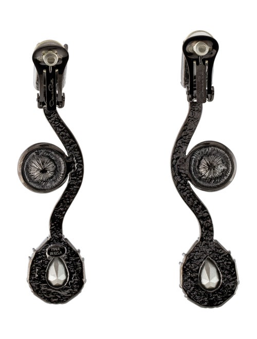 Oscar de la Renta Crystal Clip-On Drop Earrings