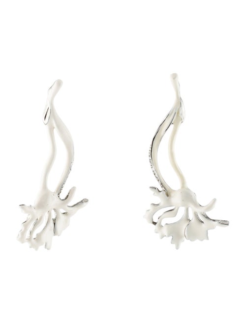 Oscar de la Renta Crystal & Enamel Branch Drop Earrings