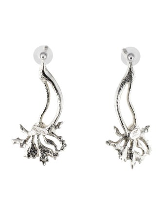 Oscar de la Renta Crystal & Enamel Branch Drop Earrings
