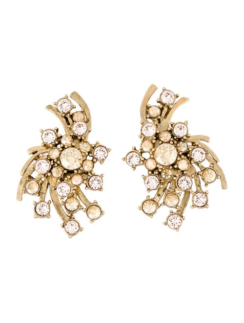 Oscar de la Renta Crystal Clip-On Drop Earrings