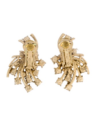 Oscar de la Renta Crystal Clip-On Drop Earrings