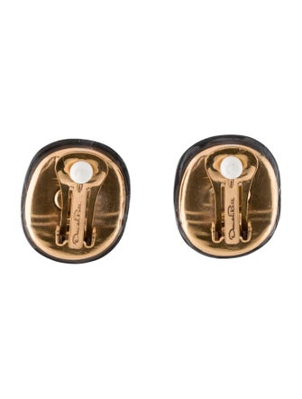 Oscar de la Renta Crystal & Enamel Clip-On Earrings