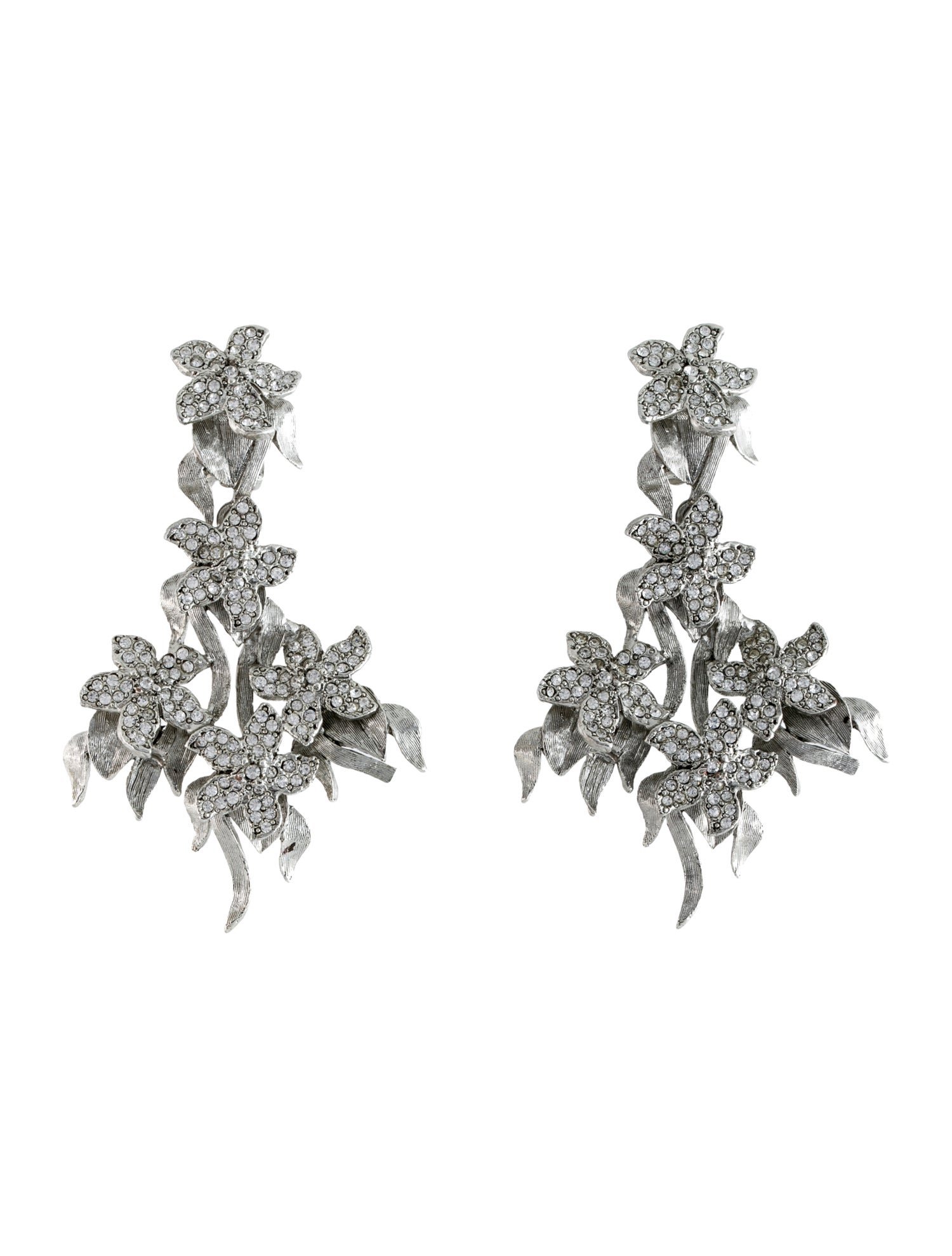 Oscar de la Renta Crystal Clip On Earrings