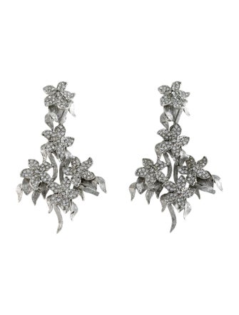 Oscar de la Renta Crystal Clip On Earrings