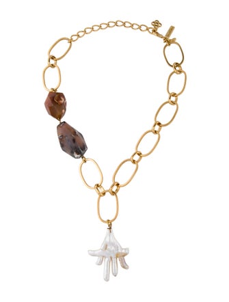 Oscar de la Renta Pearl and Multi Stone Choker Necklace