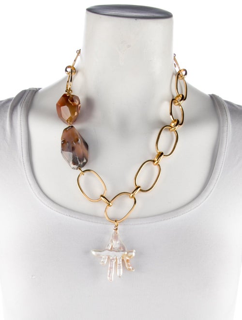 Oscar de la Renta Pearl and Multi Stone Choker Necklace