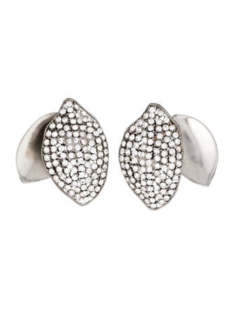 Oscar de la Renta Crystal Leaf Clip-On Drop Earrings