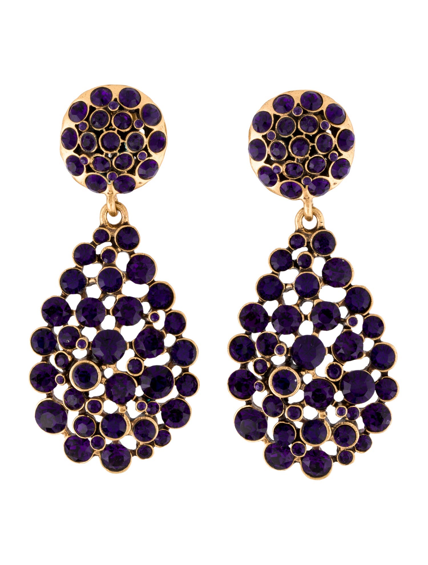 Oscar de la Renta Crystal Clip-On Teardrop Earrings