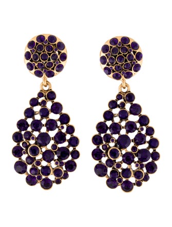 Oscar de la Renta Crystal Clip-On Teardrop Earrings
