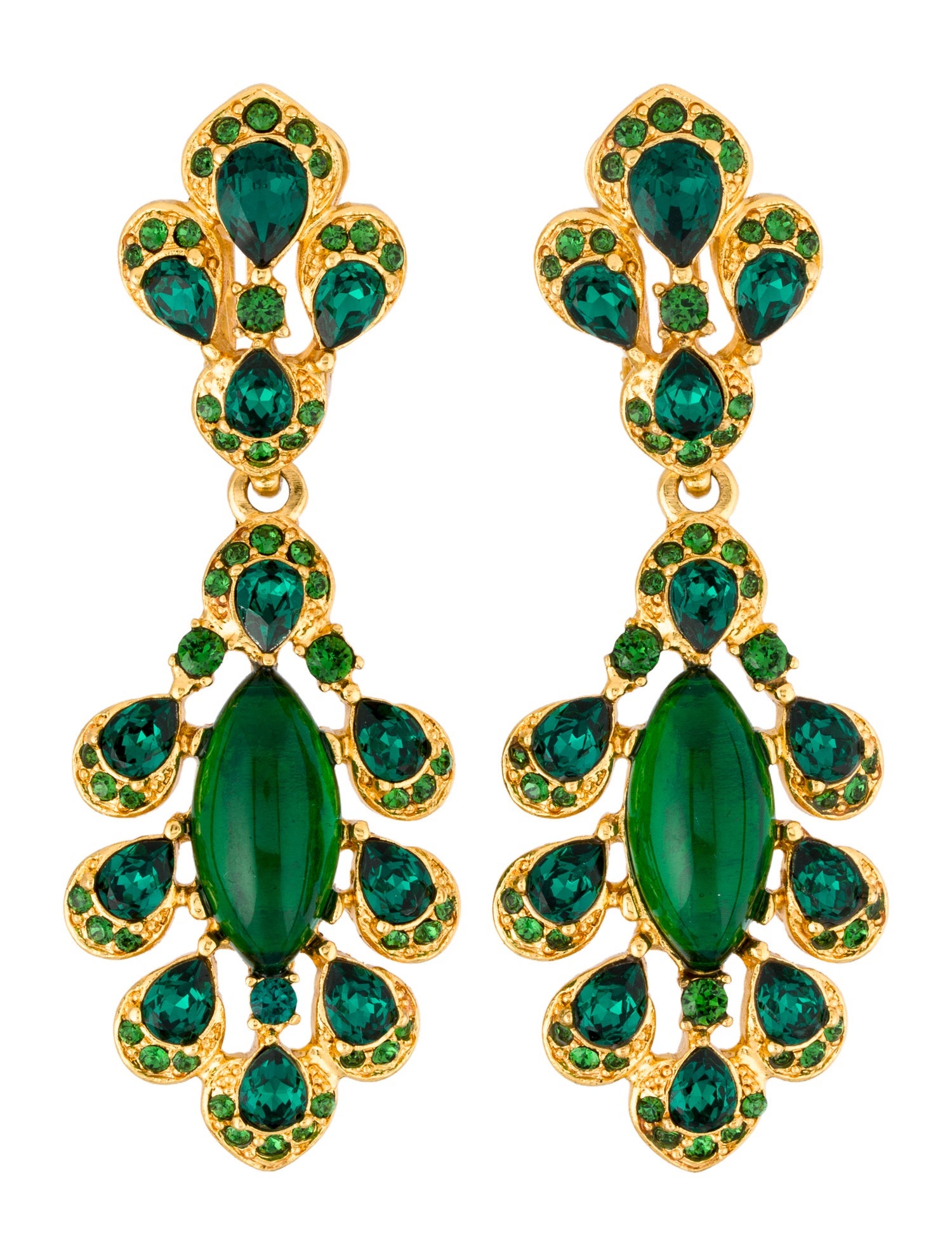 Oscar de la Renta Crystal & Resin Clip-On Drop Earrings