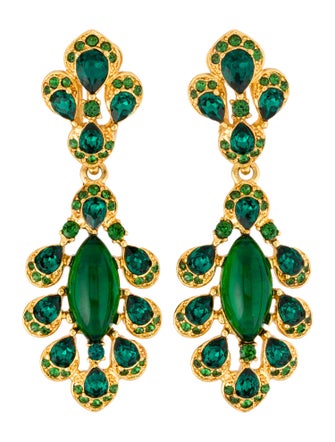 Oscar de la Renta Crystal & Resin Clip-On Drop Earrings