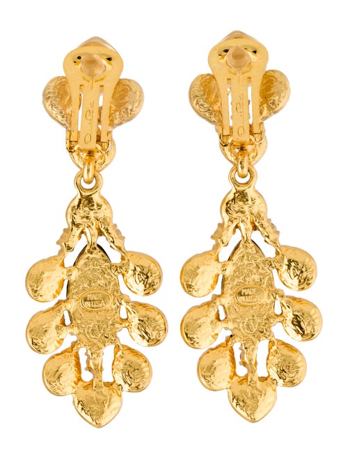 Oscar de la Renta Crystal & Resin Clip-On Drop Earrings