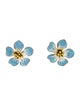 Oscar de la Renta Crystal & Enamel Flower Stud Earrings