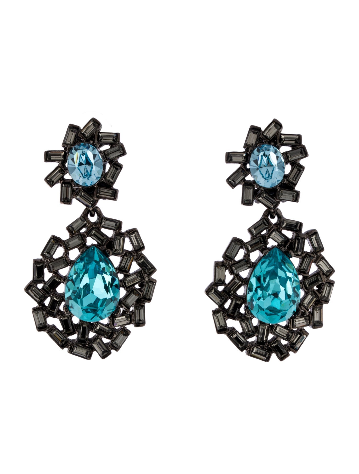 Oscar de la Renta Crystal Drop Clip-On Earrings