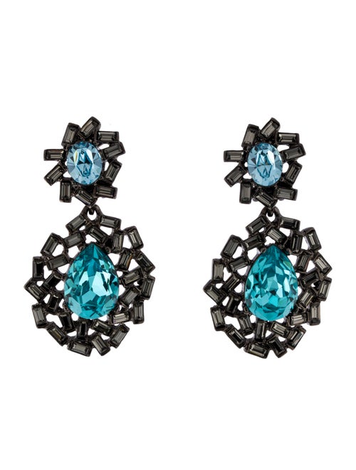 Oscar de la Renta Crystal Drop Clip-On Earrings