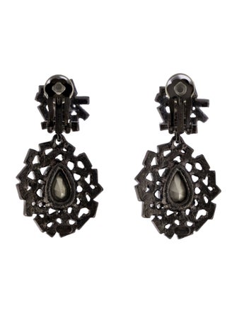 Oscar de la Renta Crystal Drop Clip-On Earrings