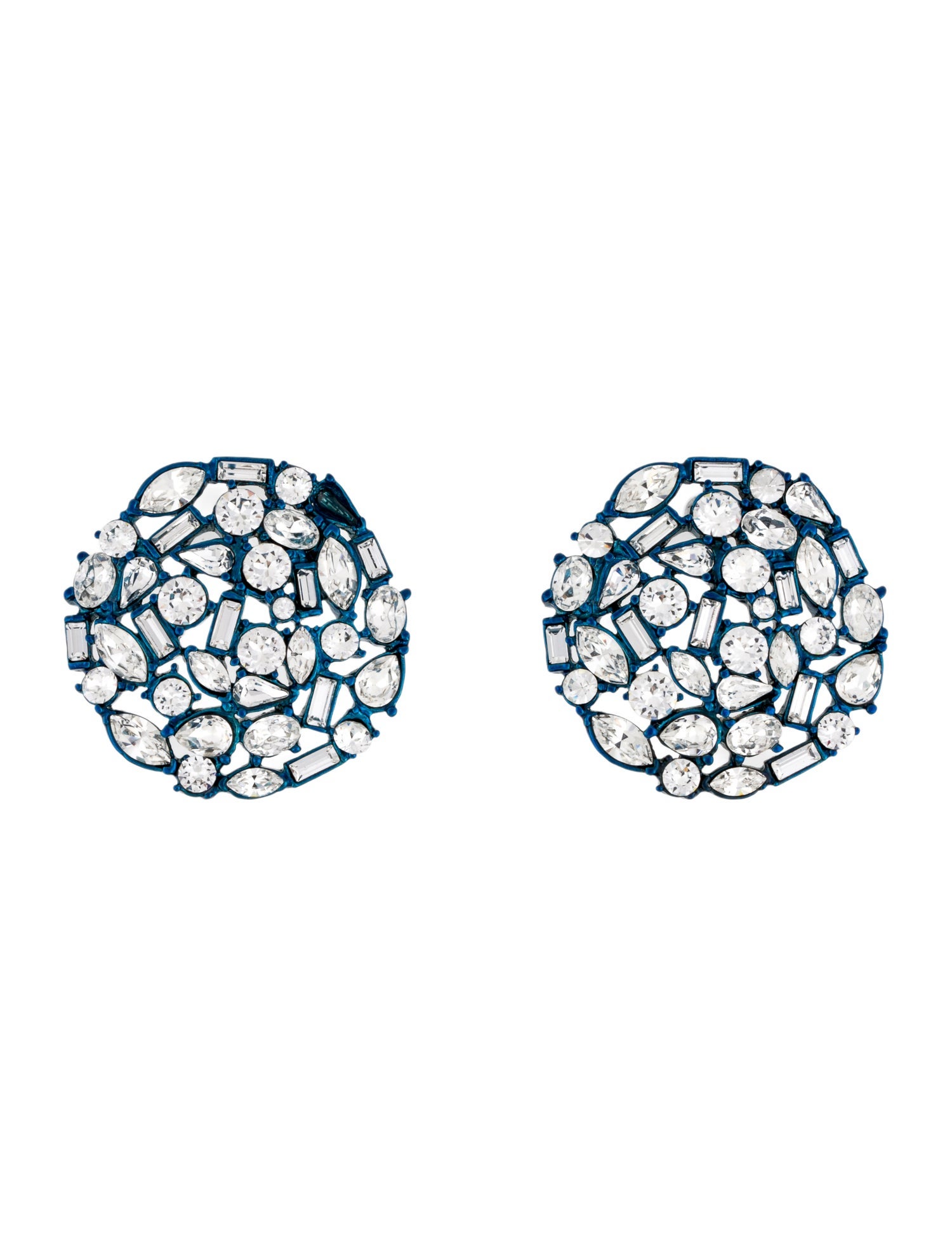 Oscar de la Renta Crystal Enamel Stud Earrings