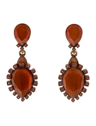 Oscar de la Renta Crystal Drop Clip-On Earrings
