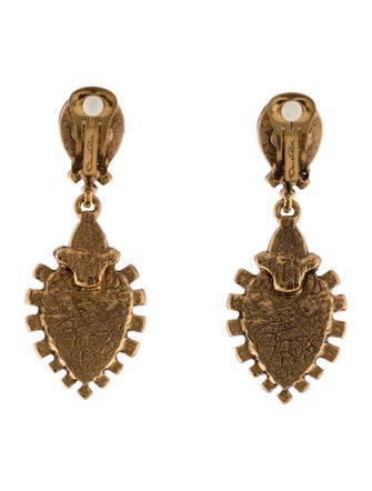 Oscar de la Renta Crystal Drop Clip-On Earrings