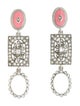 Oscar de la Renta Enamel & Crystal Drop Clip-On Earrings