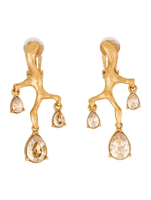 Oscar de la Renta Crystal Coral Branch Drop Earrings