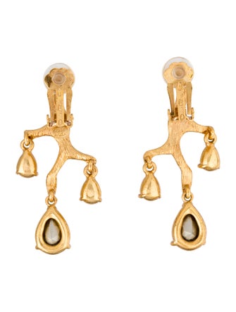 Oscar de la Renta Crystal Coral Branch Drop Earrings