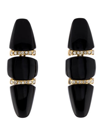 Oscar de la Renta Crystal & Resin Clip-On Drop Earrings