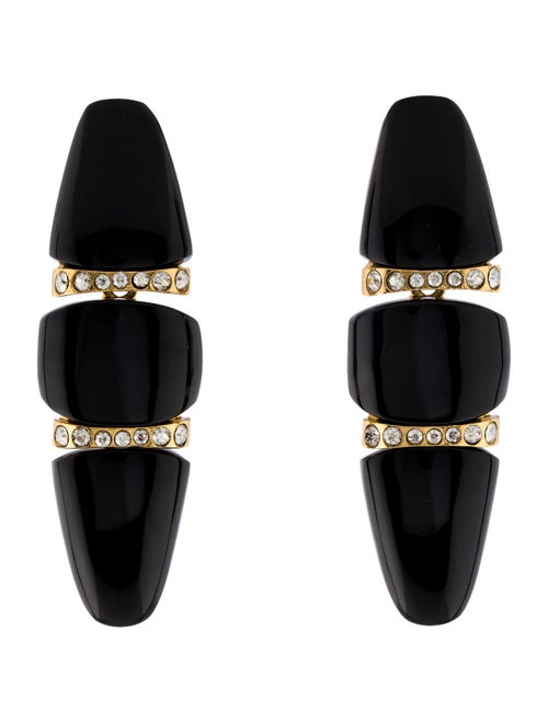 Oscar de la Renta Crystal & Resin Clip-On Drop Earrings