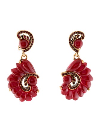 Oscar de la Renta Crystal & Resin Drop Earrings