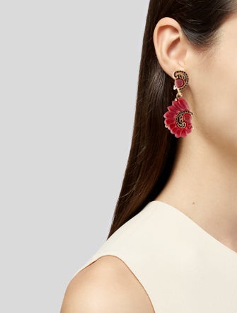Oscar de la Renta Crystal & Resin Drop Earrings