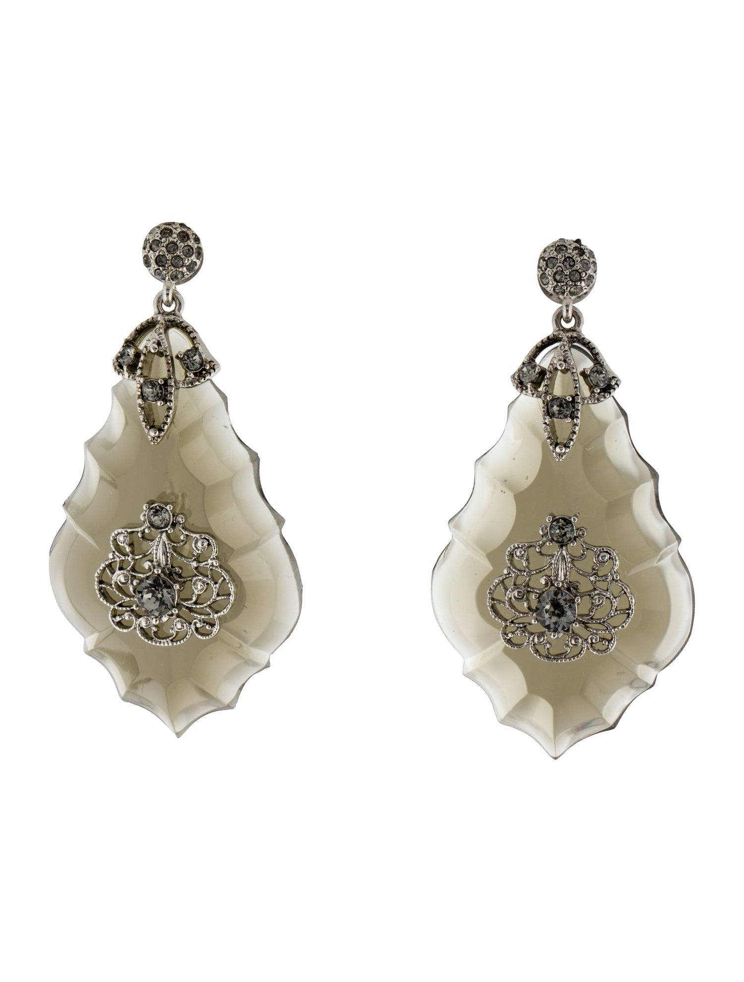 Oscar de la Renta Crystal & Resin Drop Earrings