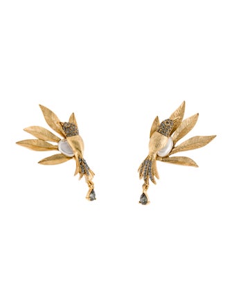 Oscar de la Renta Bird Crystal Clip-On Earrings