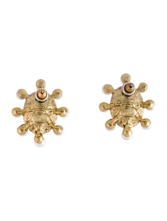 Oscar de la Renta Faux Pearl & Crystal Stud Earrings