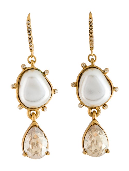 Oscar de la Renta Faux Pearl & Crystal Drop Earrings