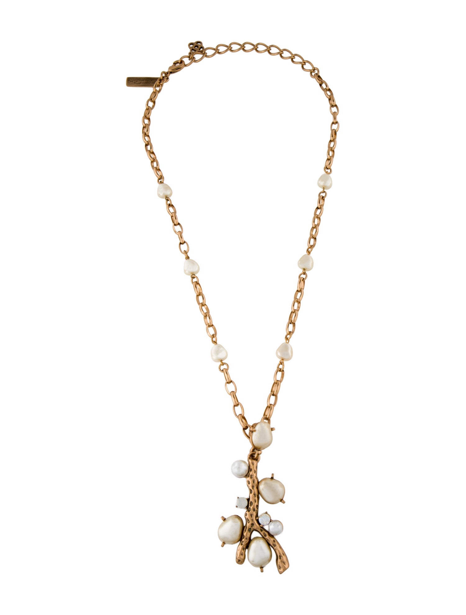 Oscar de la Renta Faux Pearl & Crystal Great Barrier Pendant Necklace