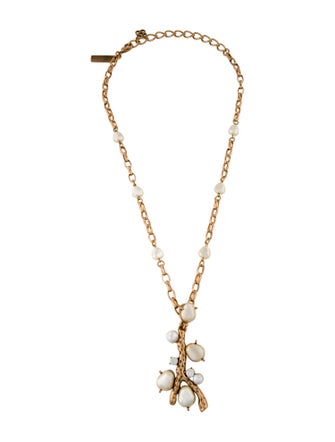 Oscar de la Renta Faux Pearl & Crystal Great Barrier Pendant Necklace