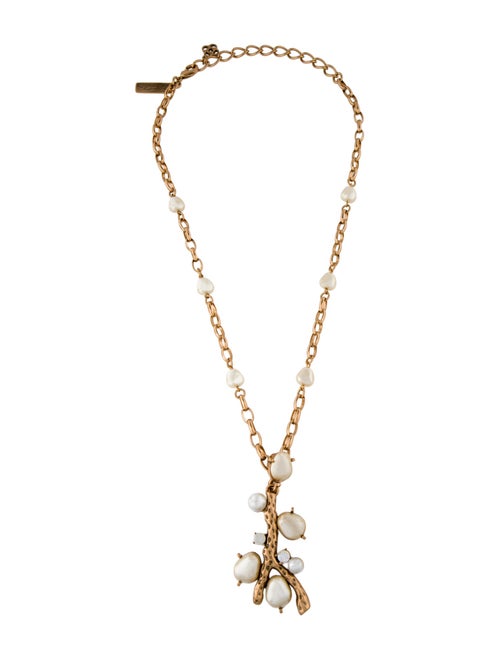 Oscar de la Renta Faux Pearl & Crystal Great Barrier Pendant Necklace
