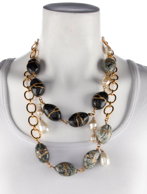Oscar de la Renta Multi-Stone & Faux Pearl Multistrand Necklace
