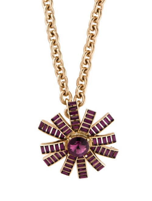 Oscar de la Renta Crystal Convertible Pendant Brooch Necklace