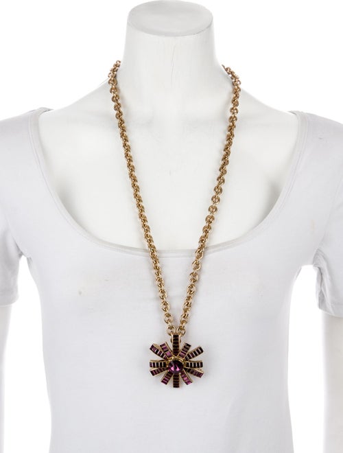 Oscar de la Renta Crystal Convertible Pendant Brooch Necklace