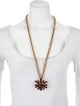 Oscar de la Renta Crystal Convertible Pendant Brooch Necklace