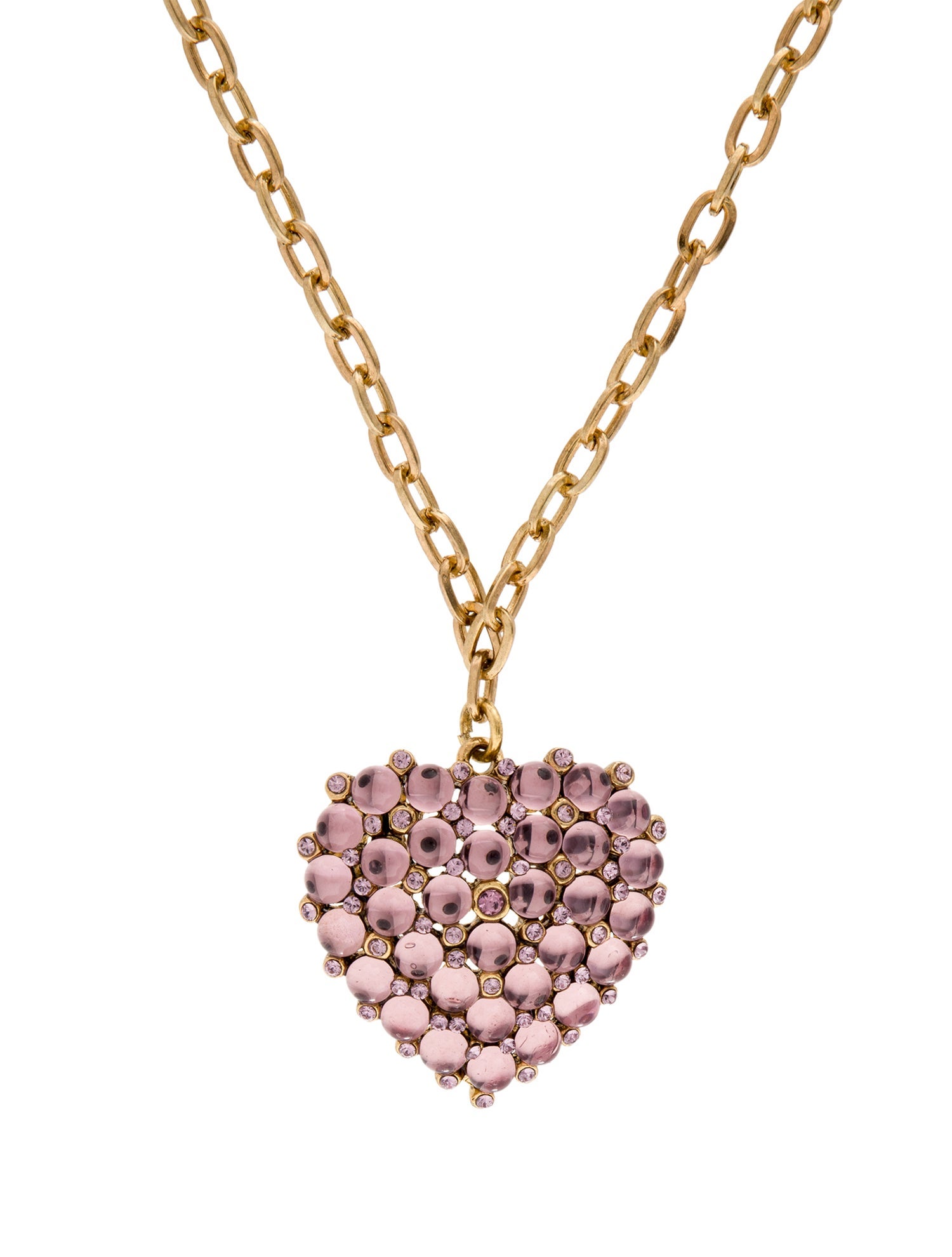 Oscar de la Renta Crystal Heart Pendant Necklace