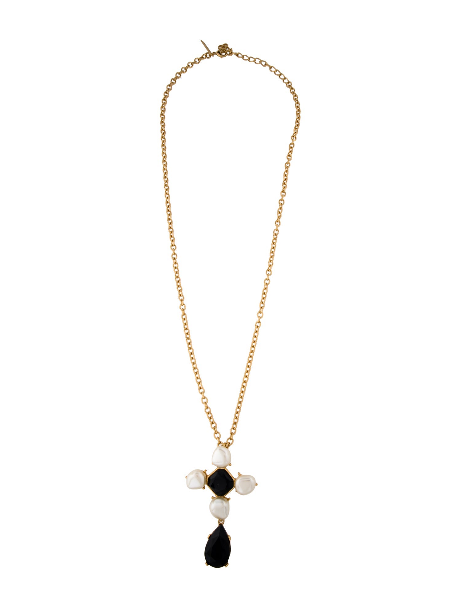 Oscar de la Renta Faux Pearl & Crystal Pendant Necklace
