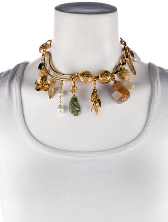 Oscar de la Renta Faux Pearl & Multi-Stone Collar Necklace